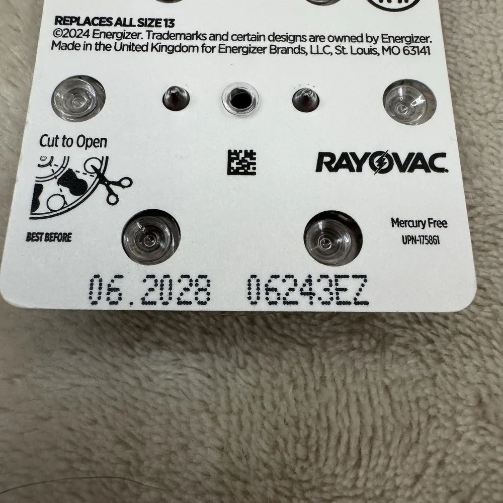 Lot of 4 Rayovac Loud N Clear Size 13 Hearing Aid Batteries 6 Pack Exp 06/2028